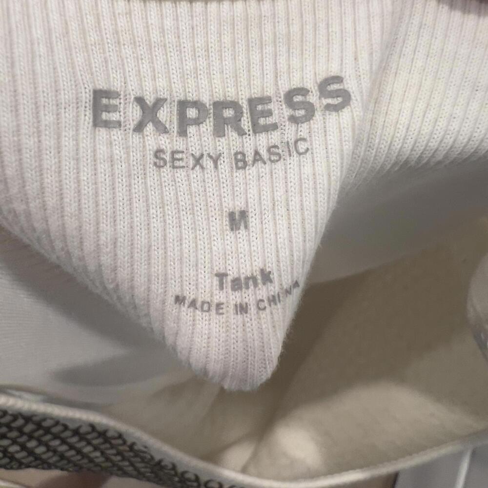 Express Sexy Basic White Sequin Tank Top, Size M - image 3